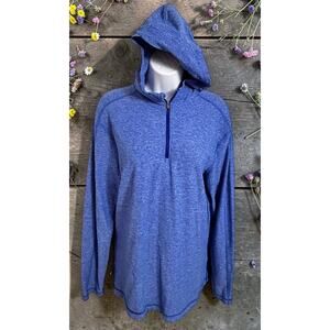 Lululemon 1/4 Zip Pullover Hoodie Top Women's Sz 10 Blue Heather Athletic Shirt